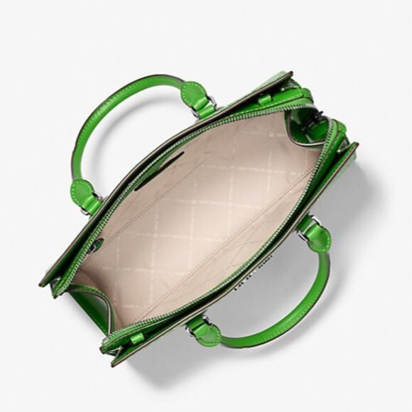 New Michael Kors Sheila Medium Ombré Signature Logo Satchel Jungle Green - Picture 2 of 4